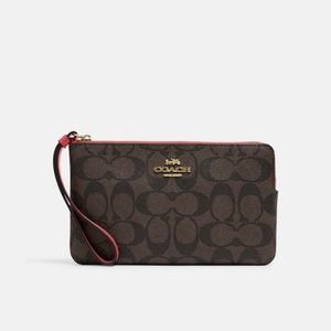 Coach Large Corner Zip Wristlet In Signature Canvas